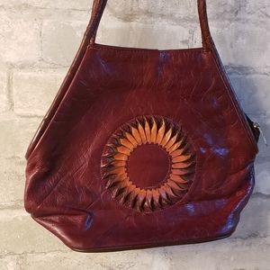 Vintage Leather Sunflower Purse